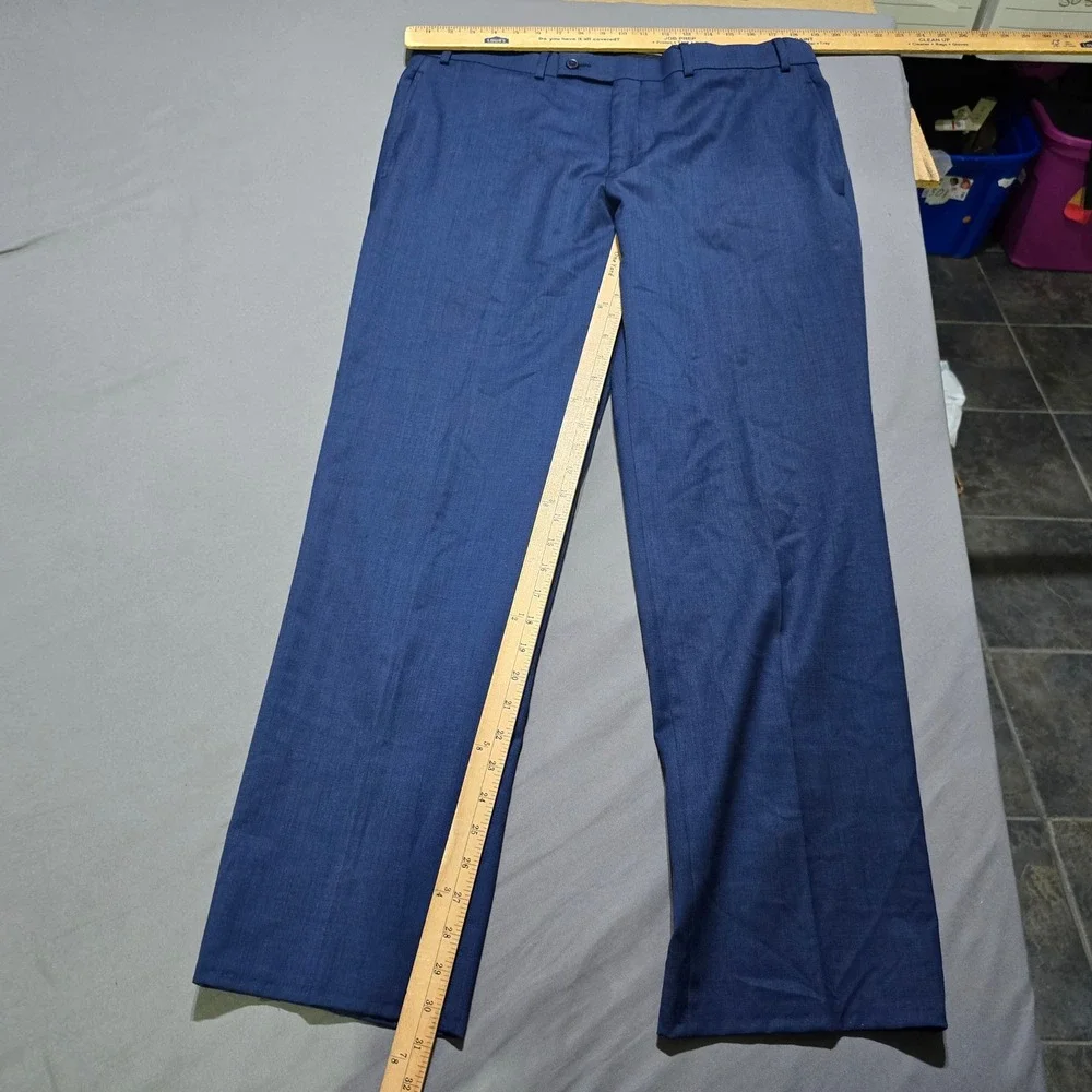 Michael Strahan Suit Mens jacket 42L pants 36x30 Blue Wool Blend 2-Button Blazer